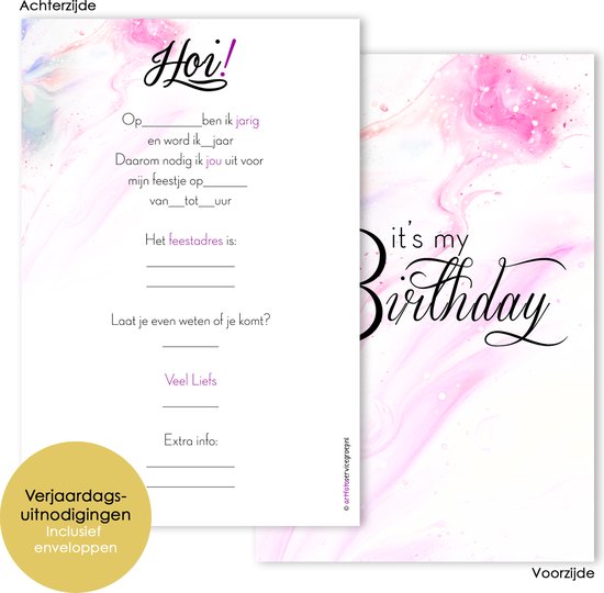 BCI012 - 8 invitations avec enveloppes - Invitation anniversaire -  Arc-en-ciel - Fête