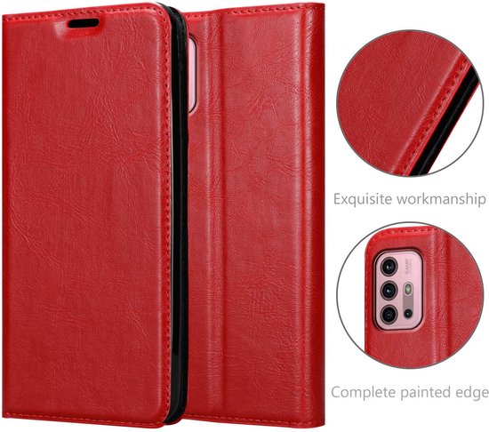 Cadorabo Hoesje geschikt voor Motorola MOTO G10 / G30 in APPEL ROOD - Beschermhoes met magnetische sluiting, standfunctie en kaartvakje Book Case Cover Etui