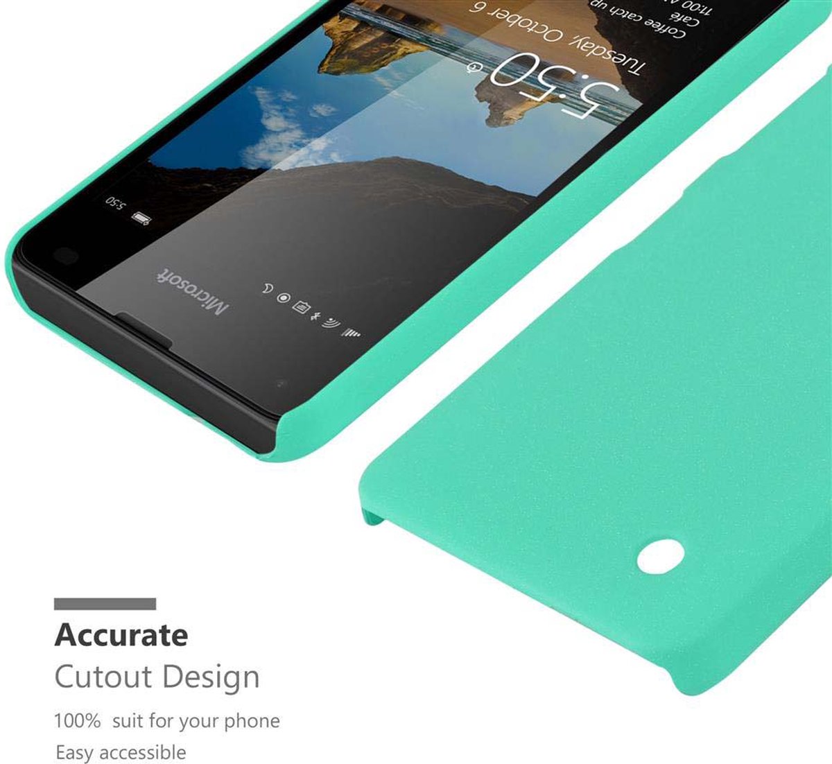 Cadorabo Hoesje voor Nokia Lumia 550 in FROSTY GROEN - Hard Case Cover beschermhoes in