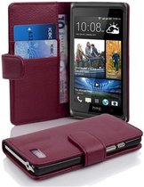 Cadorabo Hoesje geschikt voor HTC Desire 600 in BORDEAUX PAARS - Beschermhoes van getextureerd kunstleder en kaartvakje Book Case Cover Etui