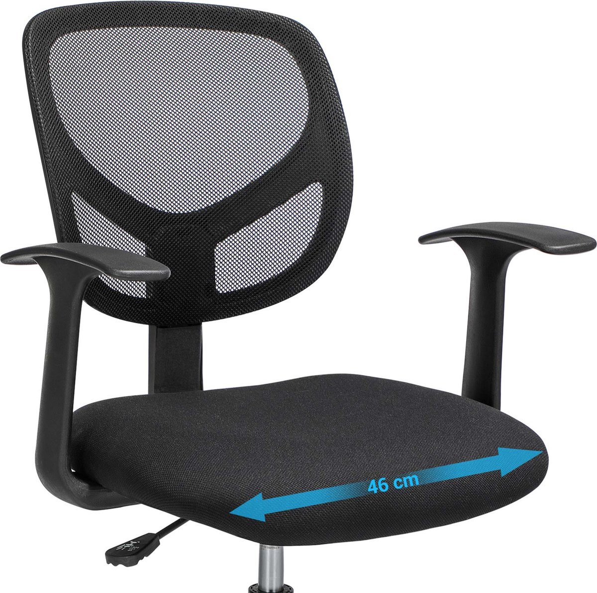 Ergonomische bureaustoel - Computerstoel - Werkkruk - Met armleuningen - Met voetensteun - Zwart
