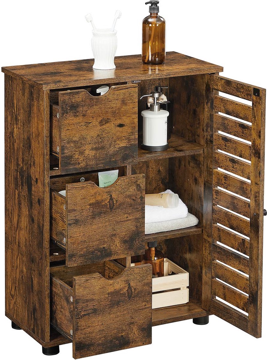 VASAGLE badkamermeubel, dressoir, opbergkast, verstelbare plank, stalen