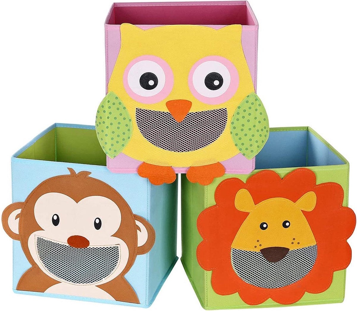 Opbergbox - Set van 3 - Speelgoeddozen - Speelgoed organizer - Opvouwbare kubussen
