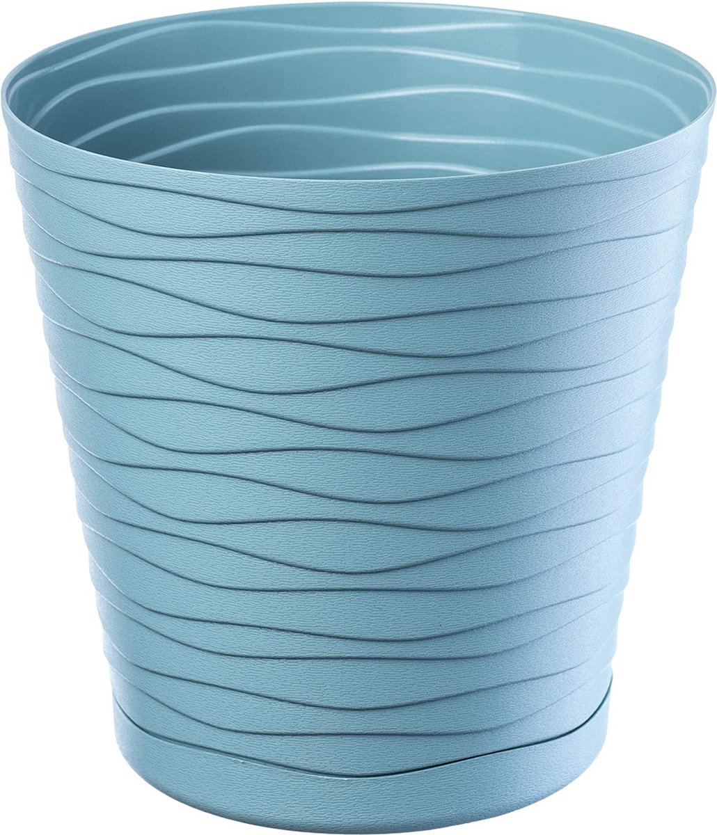 Kadax bloempot, plantenpot met onderschotel, ronde bloempot voor binnenshuis, elegante sierpot van kunststof, bloempot voor bloemen en planten, lichtgewicht plantenpot ( 12 cm, amarant (donker paarsrood