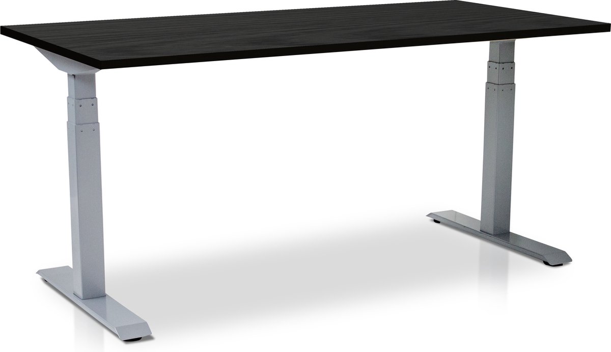 Zit-sta bureau elektrisch verstelbaar - MRC PRO NEN-EN 527 | 140 x 80 cm | frame wit - blad zwart eiken - met kabelmanagement | memory functie met USB | 150kg draagvermogen