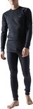 Man in een zwart thermoshirt en thermolegging met ribbelstructuur.