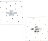 Cartes de vœux double set bébé - 2 cartes avec enveloppes - Naissance - Garçon - Fille - Naissance