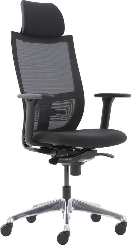 Chaise de bureau Euroseats Curve avec appui-tête et base en aluminium. Conforme aux normes NEN EN 1335