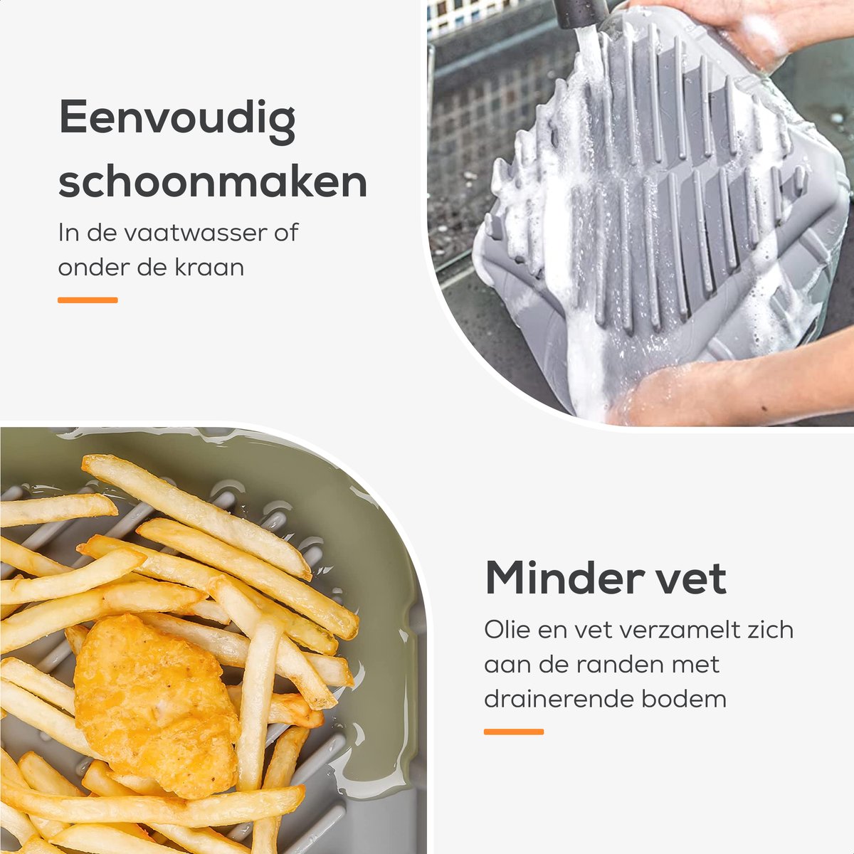 KitchenLove Airfryer Bakjes Siliconen XL - 2 Stuks - Vierkant Mandje - Bakpapier Alternatief - Accessoires - BPA Vrij - 20CM — afbeelding 2