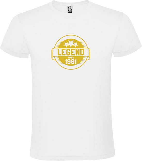 Wit T-Shirt met “Legend sinds 1981 “ Afbeelding