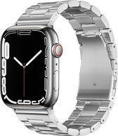 Hoco Apple Watch Bandje - Geschikt voor Apple Watch 1 / 2 / 3 / 4 / 5 / 6 / 7 / 8 / 9 / SE 41MM / 40MM / 38MM - Roestvrij Staal met Schakels Zilver