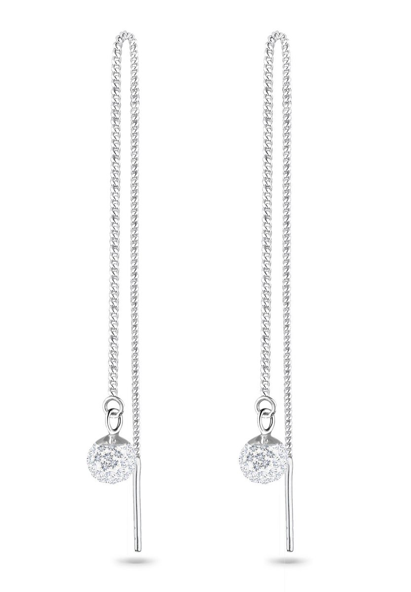 Elli Oorbellen Hanger met bol Kristal 925 zilver