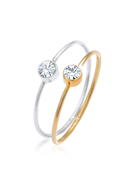 Elli Ring Dames Trio Wrap Basic in 925 Sterling Zilver, 54, Zilver, Ohne
