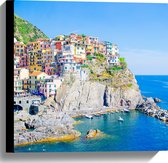 Canvas - Kleurrijke Huisjes in Nationaal Park Cinque Terre bij de Italiaanse Kust - 40x40 cm Foto op Canvas Schilderij (Wanddecoratie op Canvas)