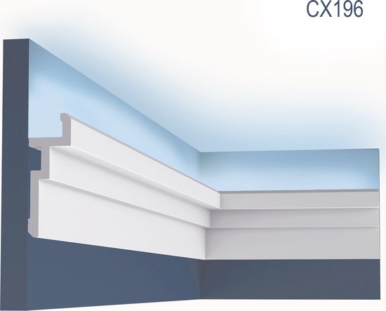 Marbet Design Stuclijsten voor plafond, van polystyreen (XPS), hoogwaardige lichte en stevige profielen met een modern design, hoeklijsten - 40 m, E-15, 80 x 80 mm