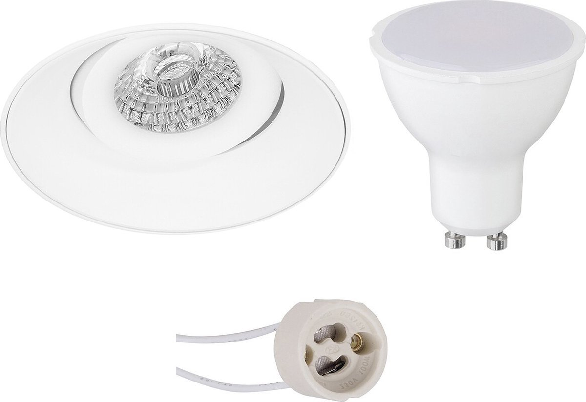 GU10 Inbouwspot Set - Mat Wit - Inbouw Rond - Trimless - Kantelbaar - Proma Nivas Pro - 4W - Warm Wit 3000K - Ø150mm