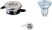 LED Spot Set - OSRAM Parathom PAR16 930 36D - Igia - GU10 Fitting - Waterdicht IP65 - Dimbaar - Inbouw Rond - Mat Chroom - 3.7W - Warm Wit 3000K - Ø82mm