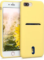 kwmobile telefoonhoesje geschikt voor Apple iPhone 7 Plus / iPhone 8 Plus - Zachte TPU case met kaarthouder en silicone coating - In geel
