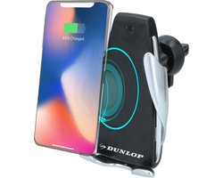 All Ride Auto Telefoonhouder en Qi Lader - 360° Kantelbaar - Smart Sensor en Touch to Open - Incl. USB-C Kabel 1 Meter - Autoventilatie Montage - Zwart/Grijs