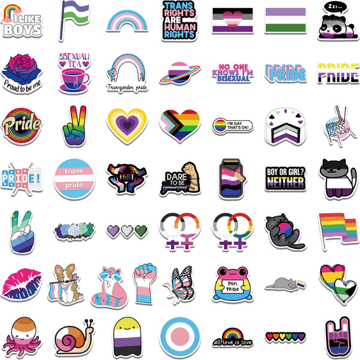 Daily Essentialz Regenboog Stickers - LGBTQ - Pride Stickers - Gay Pride - Skate stickers - Skateboard Stickers - Stickers volwassenen - Bullet Journal Stickers - 50 stuks — afbeelding 4
