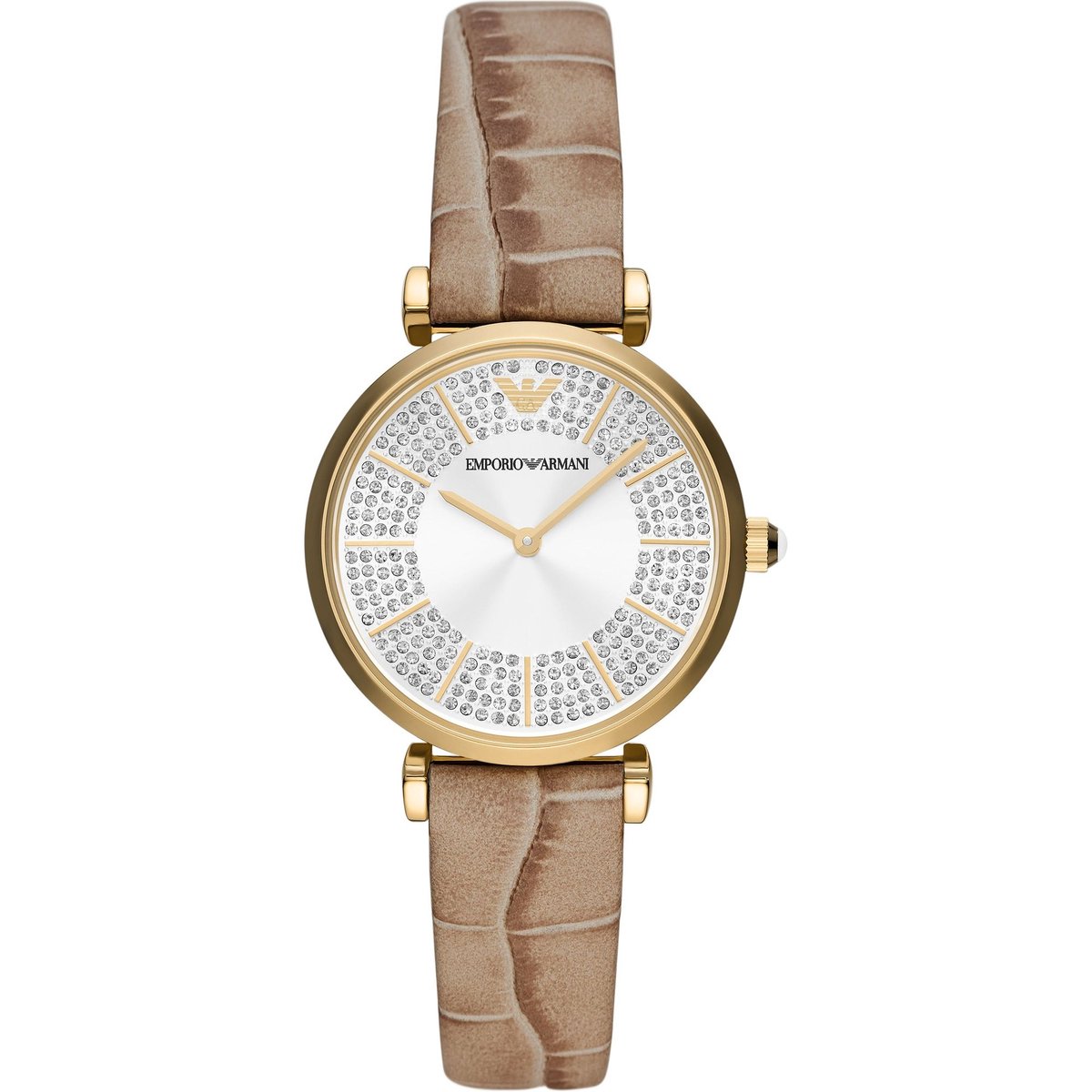 Emporio Armani Gianni T-Bar AR11518 Horloge - Leer - Bruin - Ø 32 mm