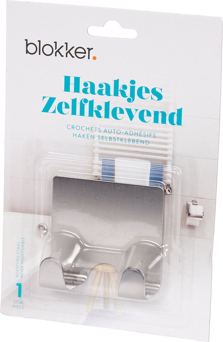 Blokker haakje vierkant - RVS