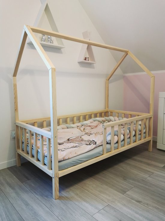 LEOLTE Kinderbed, huisbed, houten huisjesbed 140x70 cm | bol.com