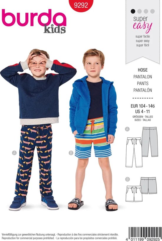 Burda Cartamodelli Cartamodello Burda 9236 Per Giacca Bambino - Taglie 104-146, Design Con Bordi A Contrasto E Bottoni (livello Facile!) Cartamodelli Ragazzi