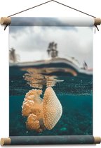 WallClassics - Affiche textile - Méduse de couleur beige dans l'océan bleu - 30x40 cm Photo sur textile