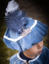 Luxe Pietenmuts - Pieten baret –  Sinterklaas accessoire – Fluweel – Jeans Blauw – Goud - Bows and Flowers