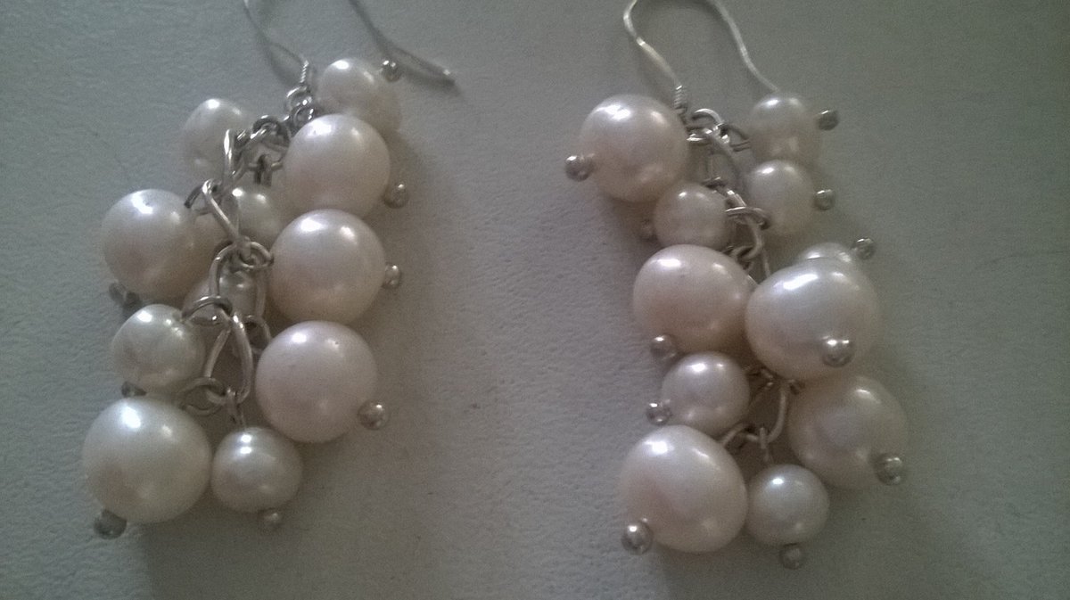 Gemstones-silver-natuursteen oorhangers zoetwaterparels zilver 925 lengte 4,5 cm parels 0,4-0,7 cm