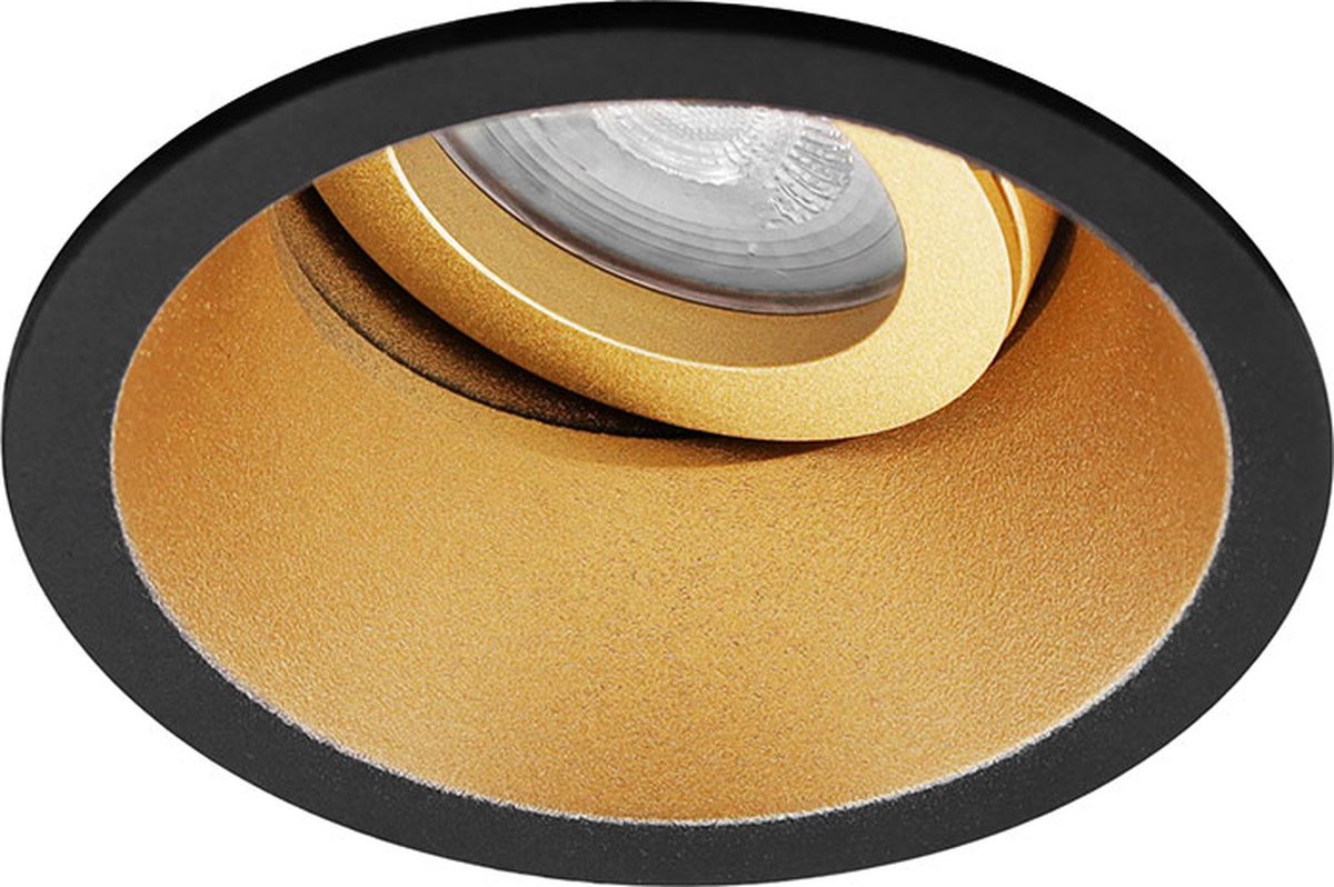 Premium Inbouwspot Warmglow Jayden Zwart/Goud Verdiepte ronde spot Philips Warm Glow Met Philips LED