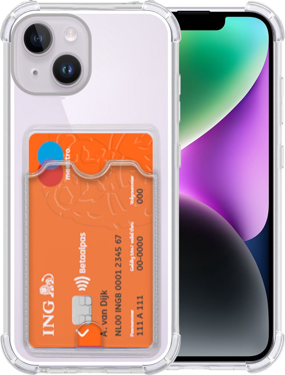 Hoesje Geschikt voor iPhone 14 Plus hoesje shockproof met pashouder -Transparant - Arara