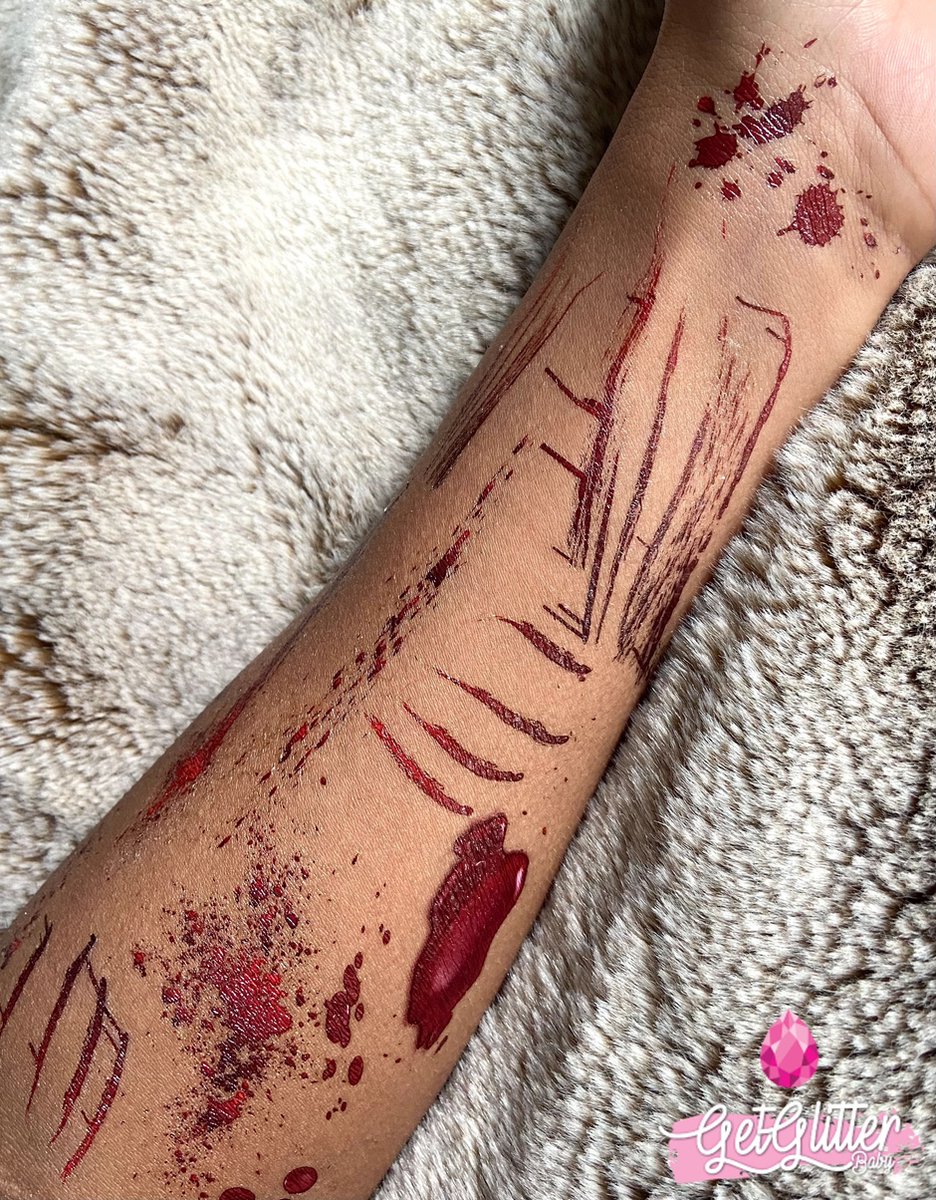 GetGlitterBaby® - Bloed Tattoo Halloween Decoratie Versiering / Carnaval Schmink Make Up Plak Tattoos / Tijdelijke Fake Tattoo Neppe Snee Snijwond / Nep Tatoeage - Krassen / Kunst Wond / Wonden — afbeelding 4