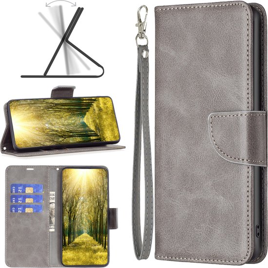 iPhone 14 Pro Hoesje - MobyDefend Wallet Book Case Met Koord Grijs - Hoesje -... |