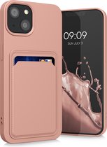 kwmobile telefoonhoesje geschikt voor Apple iPhone 13 - Hoesje met pasjeshouder - TPU case in roze grapefruit
