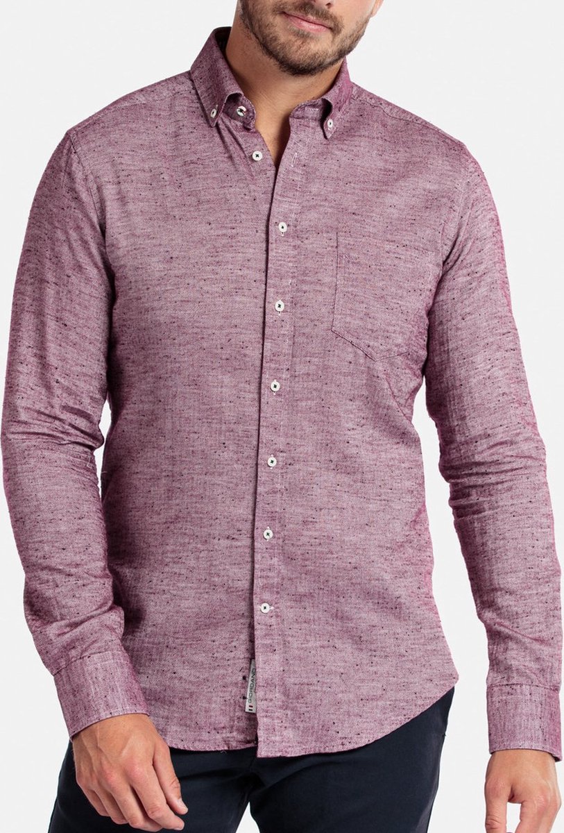 Giordano Lange mouw Overhemd - 127802 Rood (Maat: L)