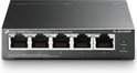 Voorkant van de TP-Link TL-SG1005P 5-poorts Gigabit desktop switch met 4 PoE+ poorten.