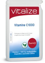 Vitalize Vitamine C 1000 mg Zuurvrij 120 tabletten - Draagt bij aan het behoud van een goede / sterke weerstand - Helpt bij futloosheid, moeheid en vermoeidheid