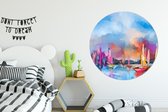 WallCircle - Wandcirkel - Muurcirkel - Schilderij - Boten - Water - Aluminium - Dibond - ⌀ 120 cm - Binnen en Buiten XXL