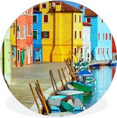 Petits bateaux en assiette en plastique Burano Wall Circle ⌀ 60 cm - impression photo sur cercle mural / cercle vivant (décoration murale)