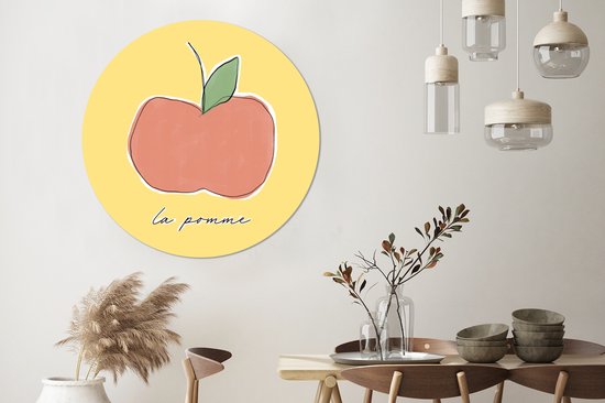WallCircle - Wall Circle - Wall Circle Indoor - Pomme - Fruit - Texte - 120x120 cm - Décoration murale - Peintures Ronds XXL
