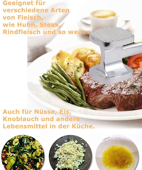 Outil Cuisson Viande Tendre 2 Outils Attendrisseur à Viande - Marteau Aluminium Et Aiguille Inox, Lave-vaisselle Safe Outil Attendrissage Viande