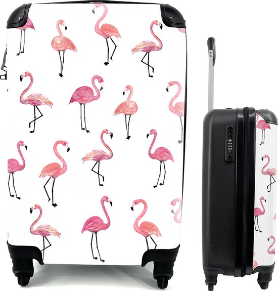 spoor avond hoe vaak Koffer - Flamingo - Patroon - Wit - 35x55x20 cm - Handbagage Koffer -  Trolley - Reiskoffer | bol.com