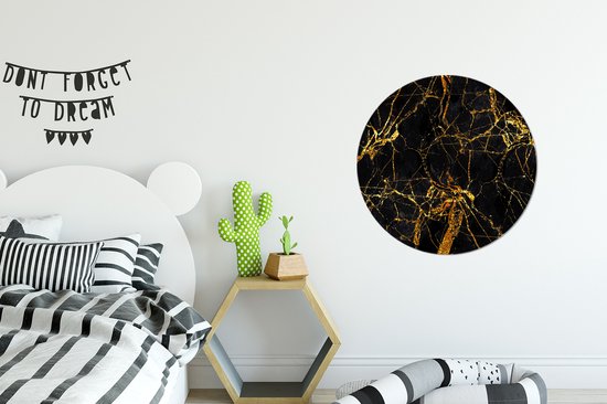 WallCircle - Wall Circle - Wall Circle - Goud - Marbre - Glitter - Luxe - Aluminium - Dibond - 60x60 cm - Intérieur et Extérieur