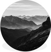 WallCircle - Wall Circle - Wall Circle Indoor - Montagnes - Nature - Brouillard - 90x90 cm - Décoration murale - Peintures Ronds