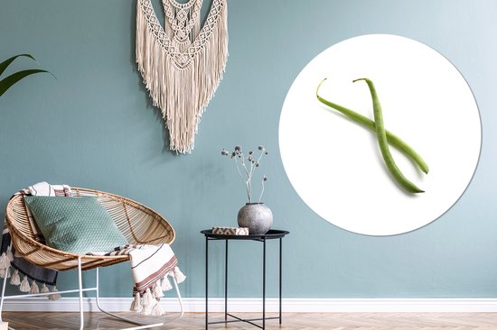 Haricots verts sur fond blanc Assiette en plastique cercle mural ⌀ 150 cm XXL / Groot format!