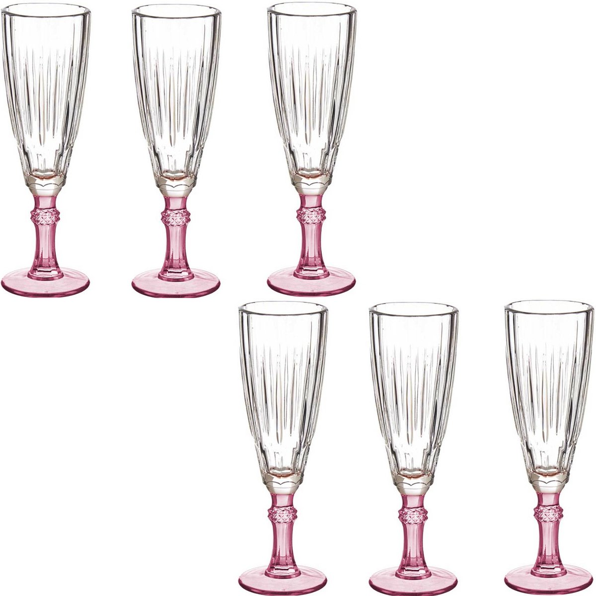 Vivalto - Champagneglazen Exotic Collection set 12x op roze voet 170 ml