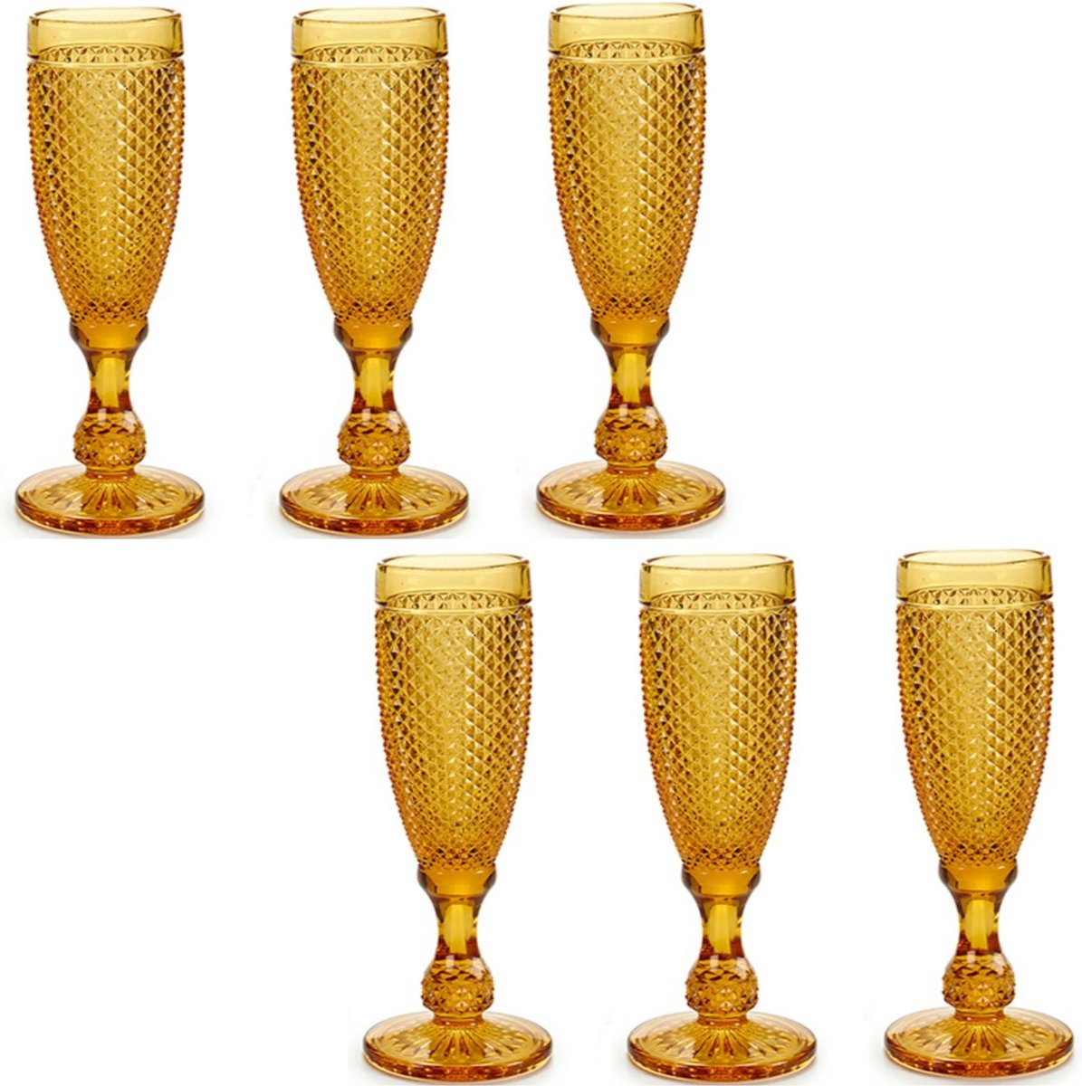 Vivalto - Luxe Champagneglazen Montreux serie set 12x amber goud 180 ml