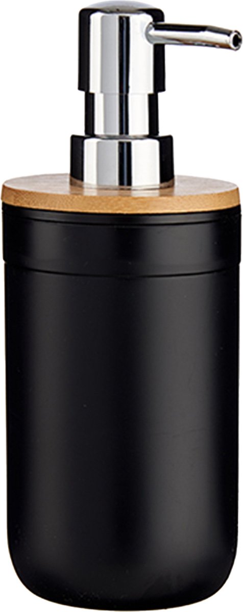 Berilo Zeeppompje/dispenser - kunststof - zwart - 350 ml - navulbaar - keuken/toilet/badkamer